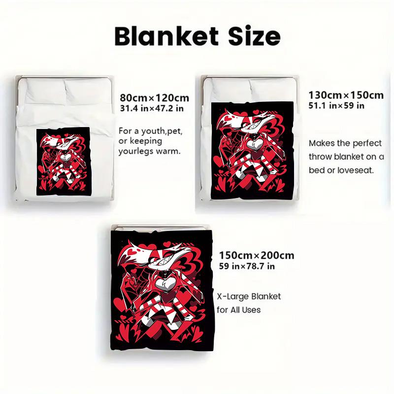 Chic Thorn Angel Cartoon 2D Flat Pattern Flannel Blanket High Quality All Seasons Warmth and Comfort Perfect for Christmas Gifts.