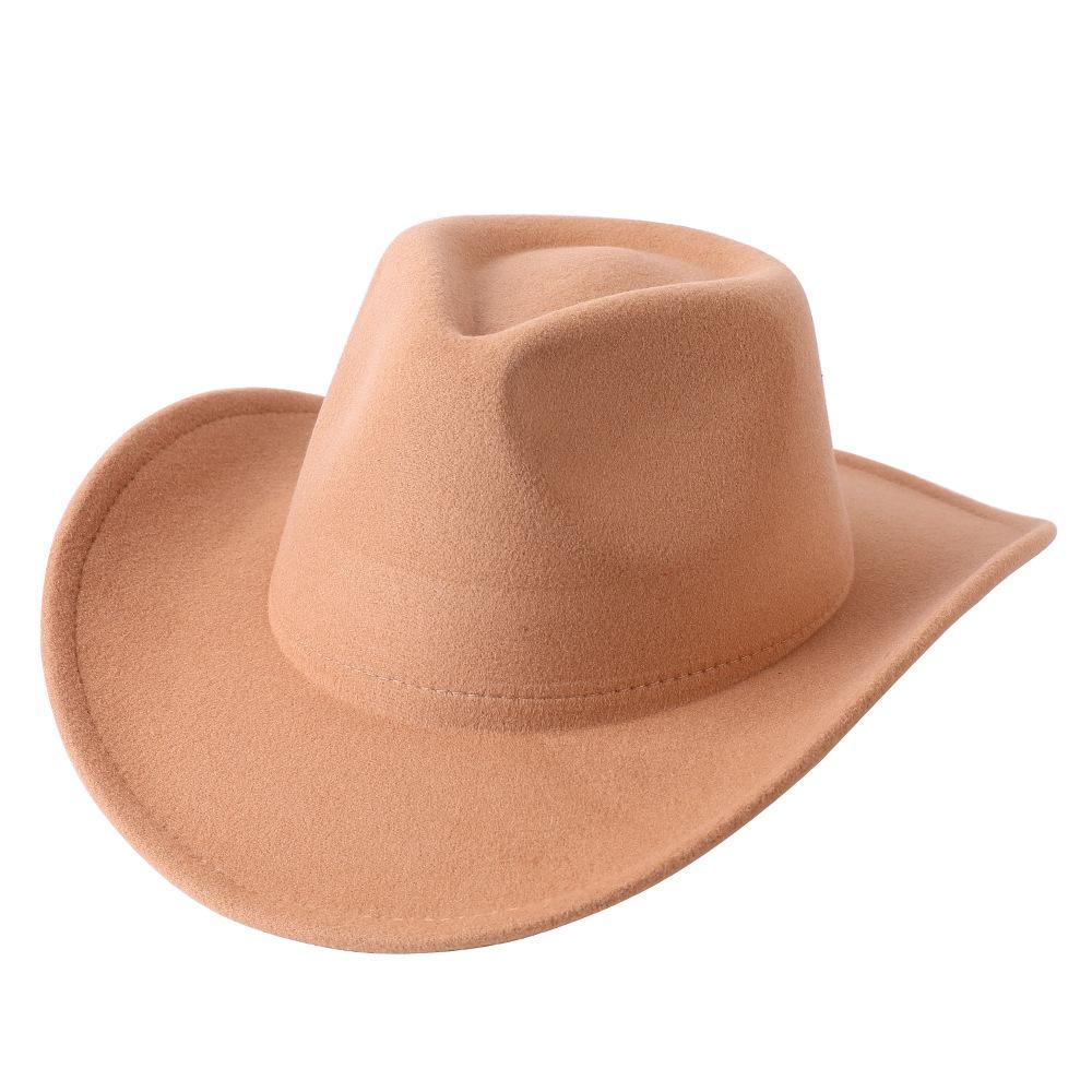 Cowboy hat European and American style big cowboy hat monochrome felt hat men and women big brim outdoor top hat