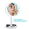 Cosmetic Mirror with Fan 3 In 1 LED Make MirrorMagnifying Mirror 180 Degree Rotation Removable Table Mirror Home Travel | Bath Mirror
