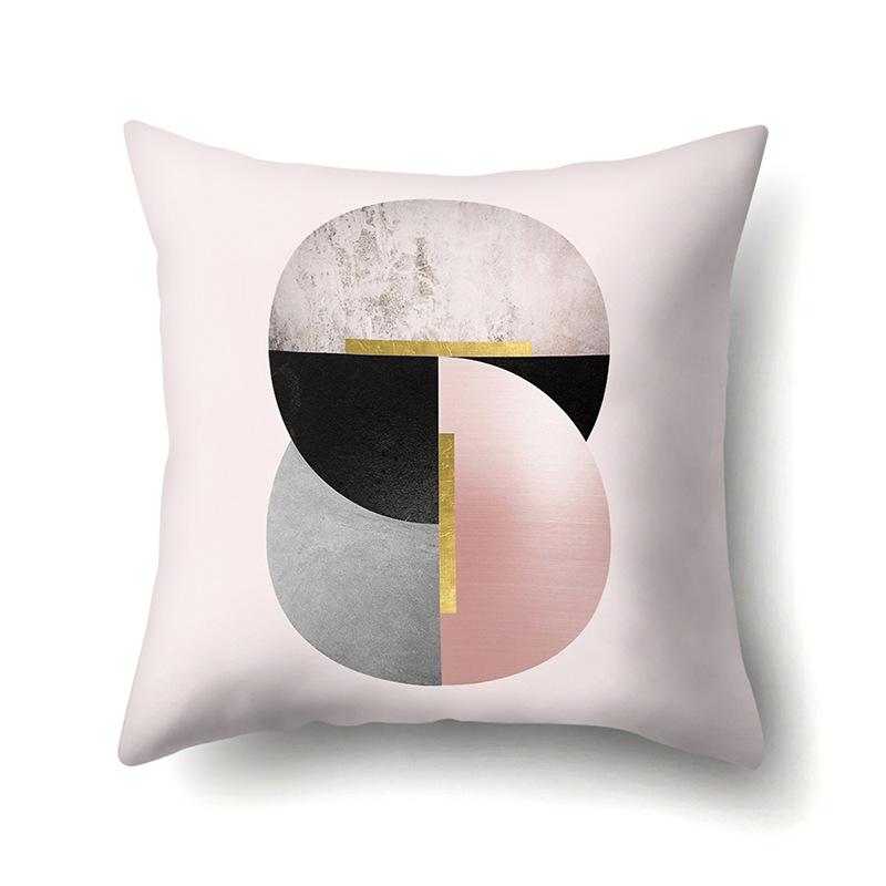 Polyester Pillowcase Marble Nordic Ins Style Geometric Printed Peach Leather Velvet Living Room Sofa Pillowcase