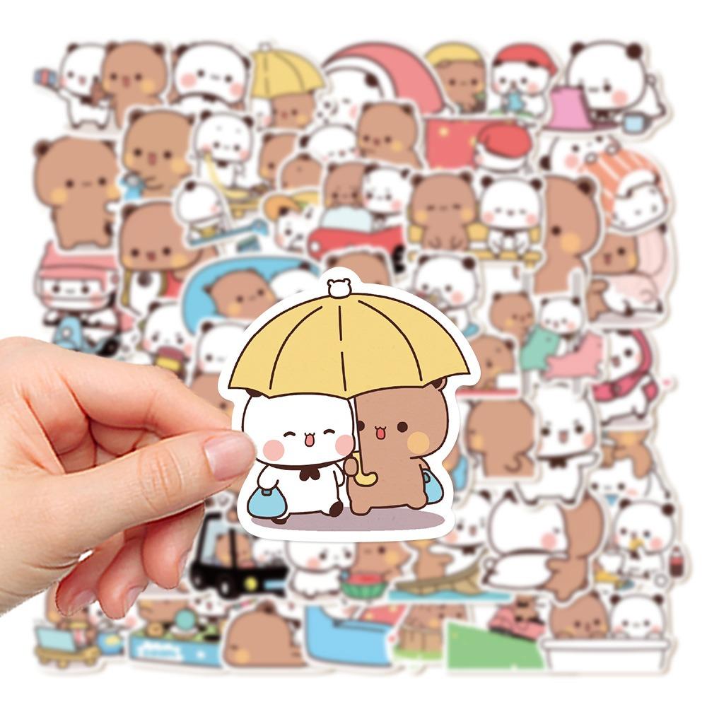 50sheets/set Panda Cartoon Bear and Panda Stickers Waterproof Bubu Dudu Stickers  Luggage
