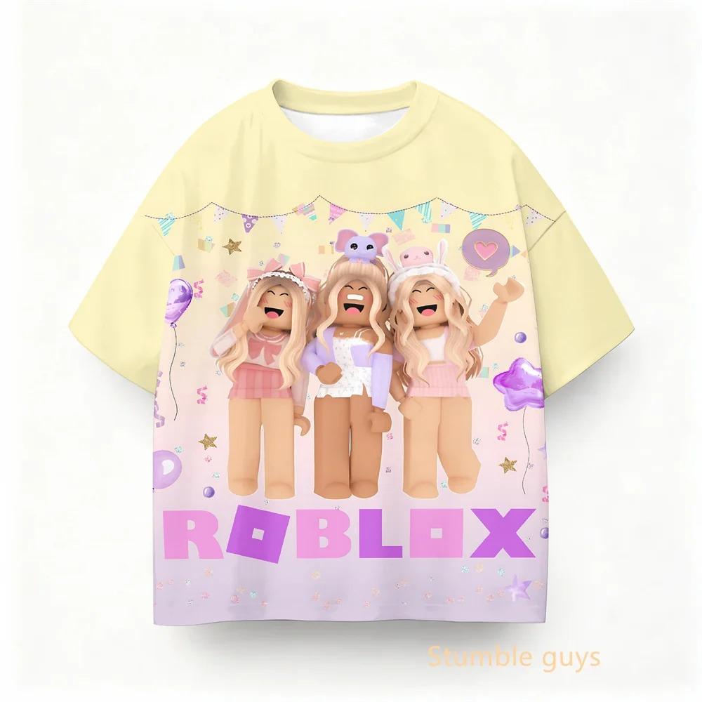 Summer Children Roblox T-shirt Boys Clothes Girls Anime Game Short Sleeve 110