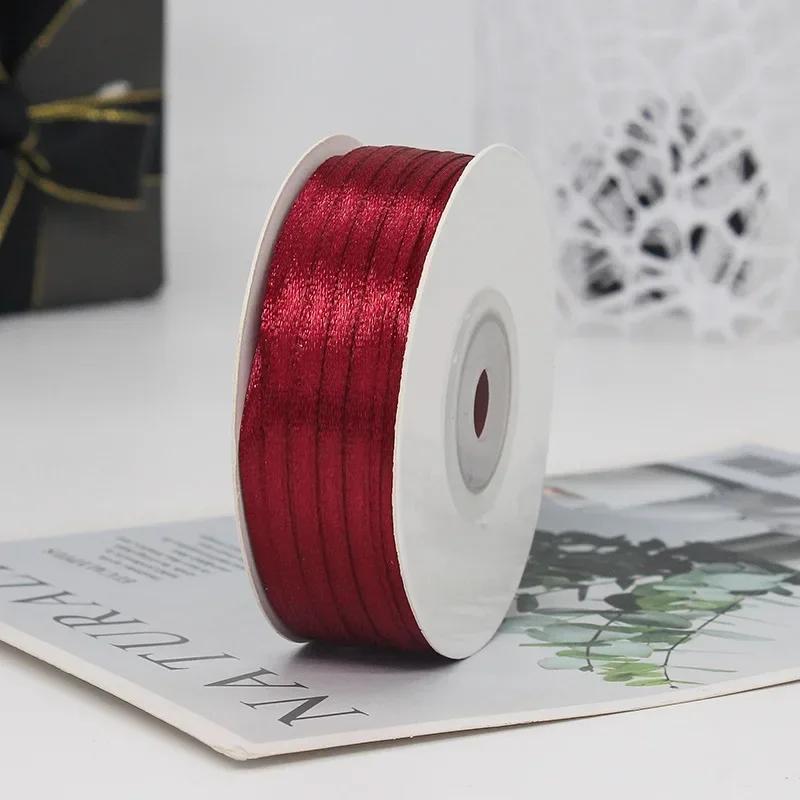 100yards 3MM Double Sided Satin Ribbon DIY Handmade Gift Wrapping Christmas Wedding Decorations Clothing Accessories Ribbons