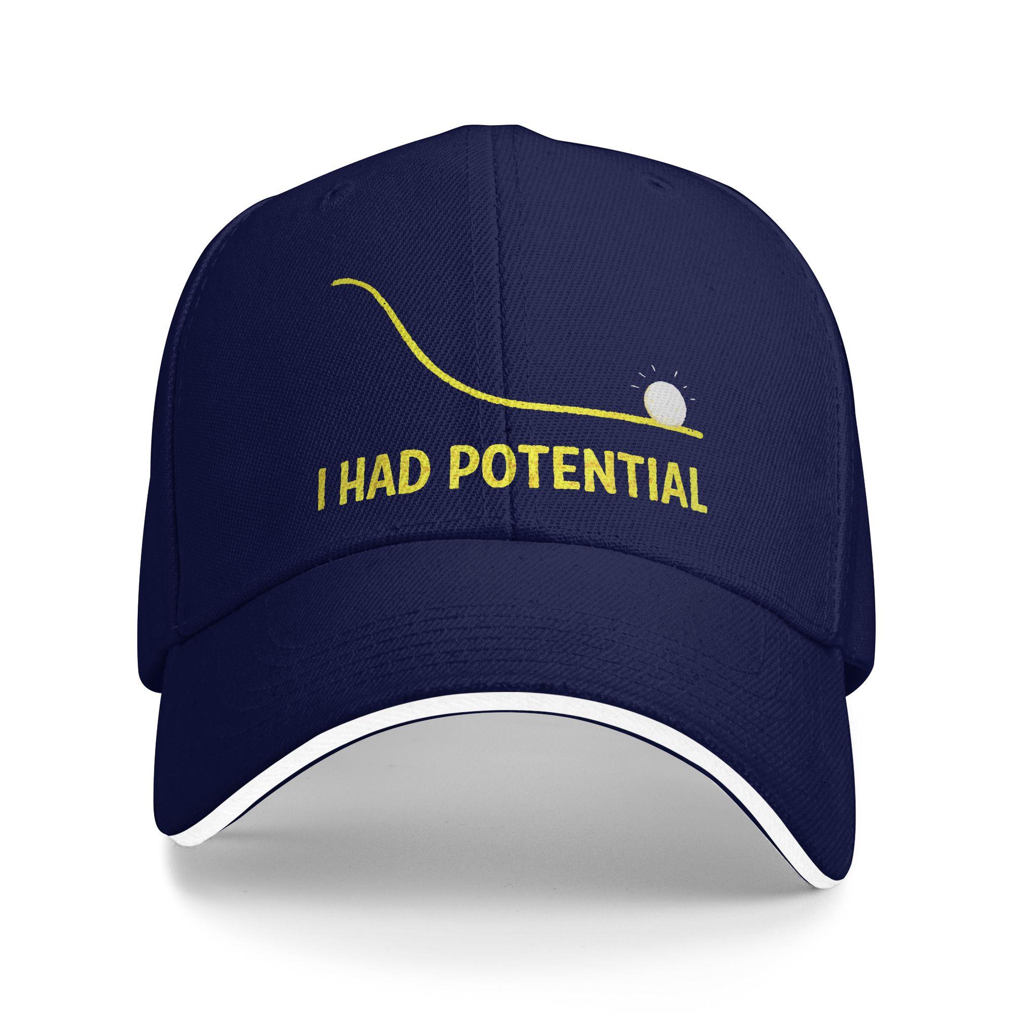 

I Had Potential Casual Baseball Cap Outdoor Sport Hip Hop Hats Summer Hot Sale Couple Women y2k Cute Snapback Cap One Size темно-синього кольору