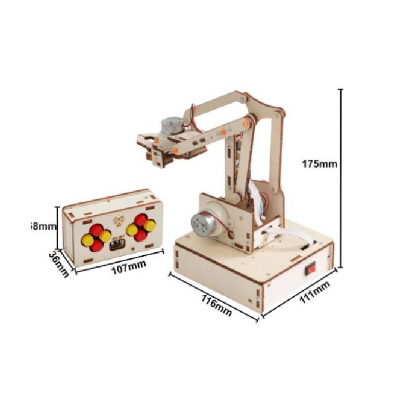 Wireless Handmade Wooden Remote Control Robotic Arm Set Student Puzzle Toy