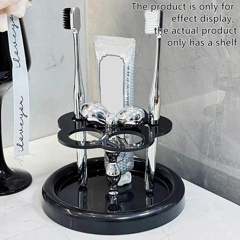 1pc Flower Shape Acrylic Electric Toothbrush Holder Toothpaste Storage Rack Makeup Brush Storage Rack Bathroom Desktop Organizer