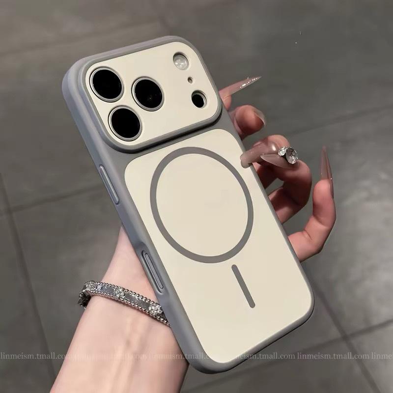 Matte Color-Block Magnetic Case for iPhone 17 Pro Max iPhone 16 Pro