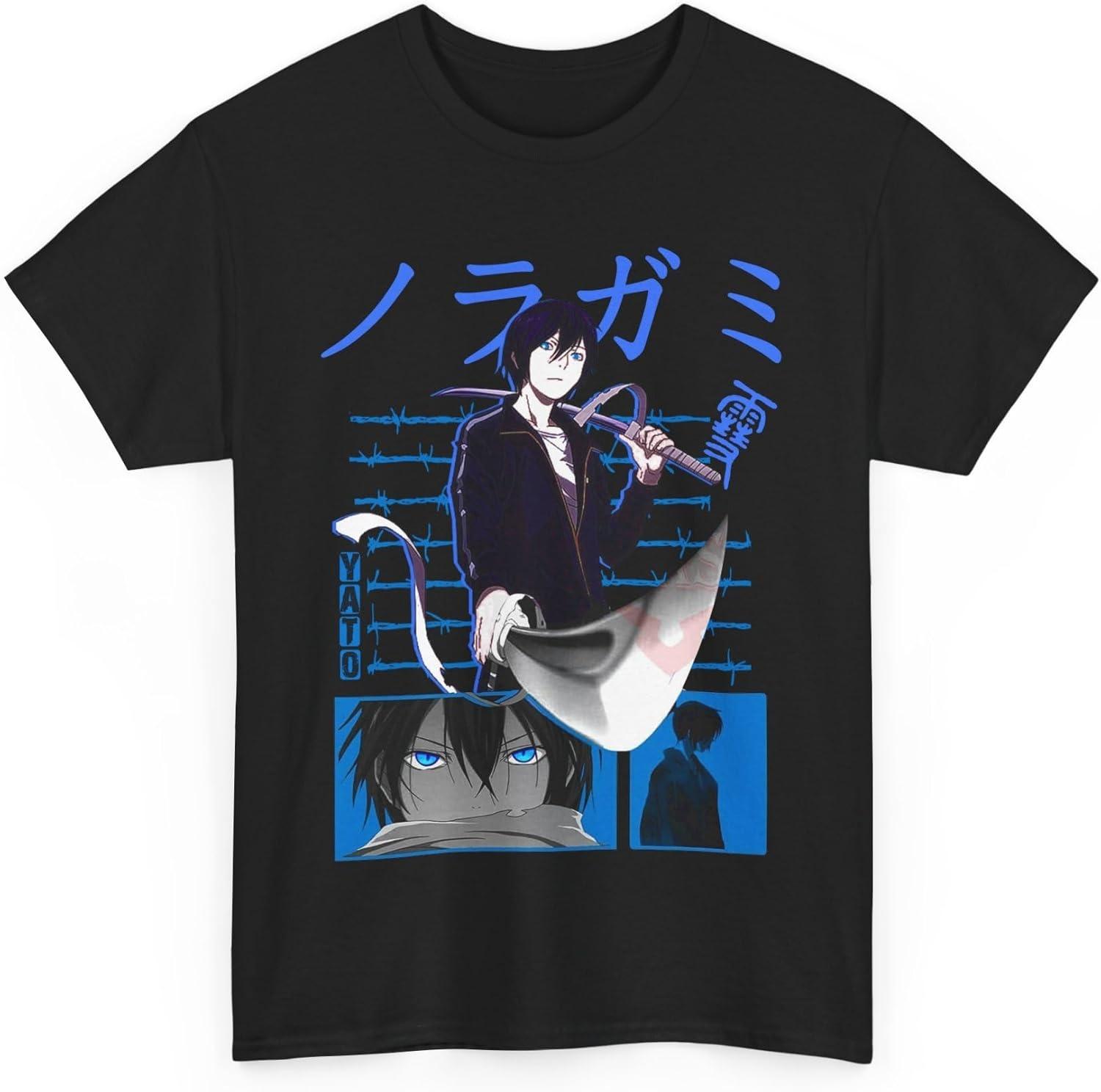 Футболка с принтом Yato из аниме Noragami, повседневная футболка с коротким рукавом, мерч S чёрный