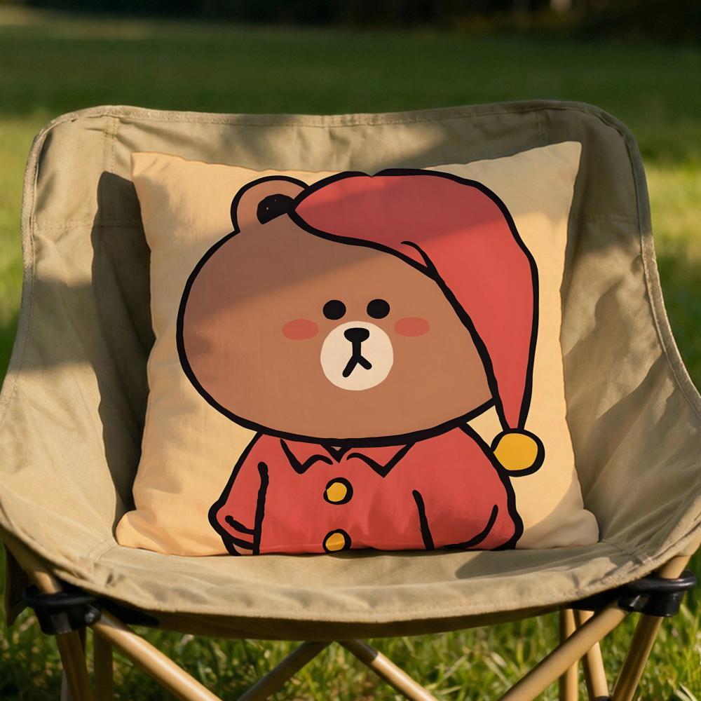 Character Cartoon Bear Cushion Cover Soft Reversible Durable Pillow Cover MultiScene Use for Home Car Daily Comfort