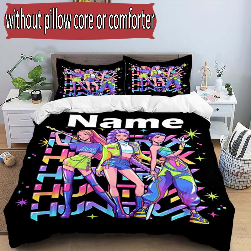 Set copripiumino 3 pezzi (1*Copripiumino + 2*Federe, Senza Nucleo), Set Biancheria da Letto Personalizzato con Nome KPop Cacciatori di Demoni, Decorazione Camera da Letto Casa Regalo