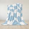 Blue Wavy Checker Flannel Blanket Warm Soft Halloween Christmas Couch Warm Cozy Decorative Decor Gift For All Season