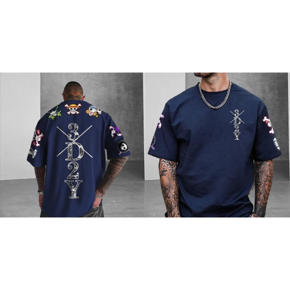 Summer Anime Skull Printed Men's T-shirt Short Sleeve Pattern T-shirt