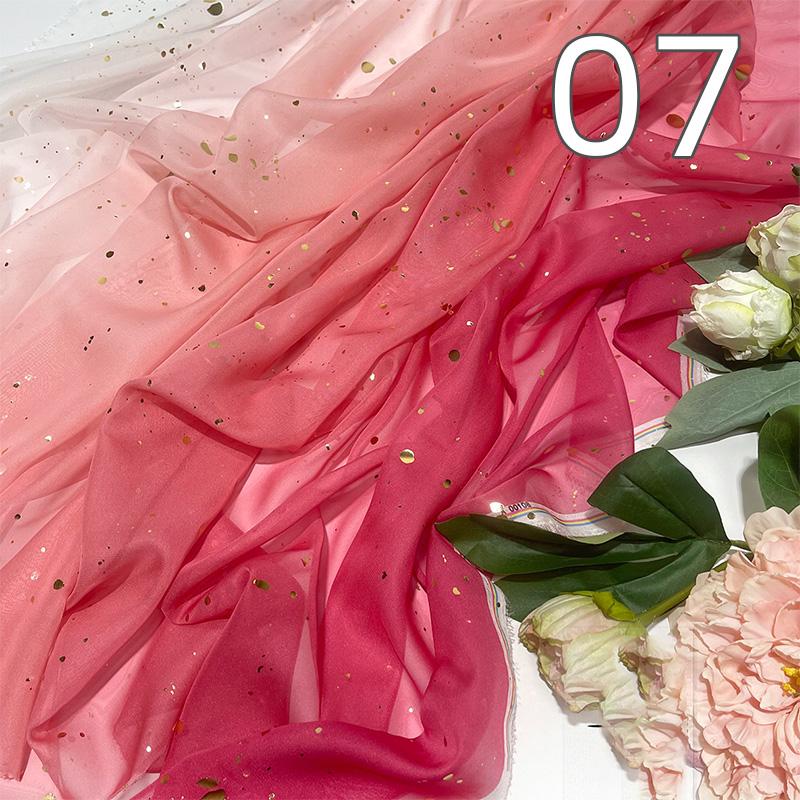 1/3/5M Rainbow Gradient Color Chiffon Fabric 30D Gradient Tulle Fabric For Diy Ancient Style Hanfu Wedding Dress Stage Garment