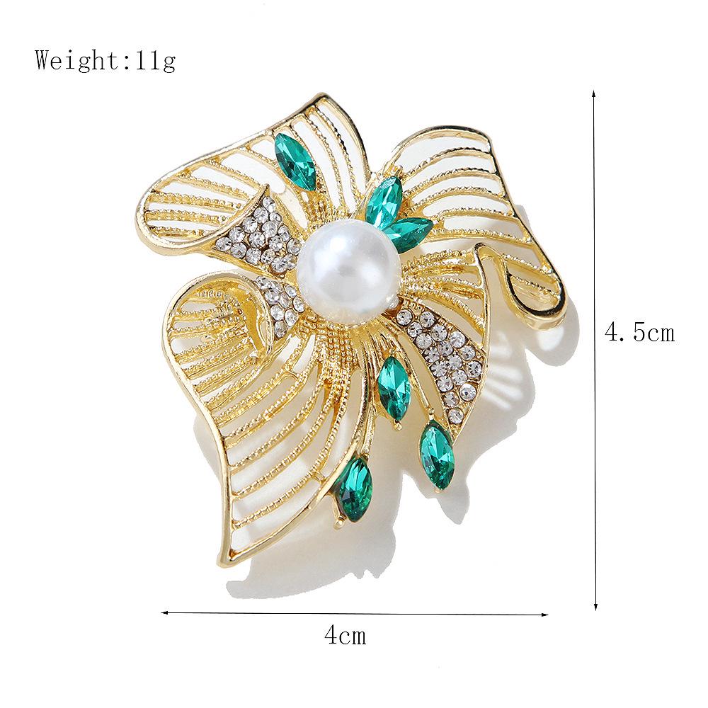 Lanhao Retro Emerald Pearl Corsage Fashion Pin Accessory