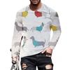 Spring and Autumn Round Neck 3D Dachshund Printed Top Fashionable Casual Long Sleeved Men's T-shirts