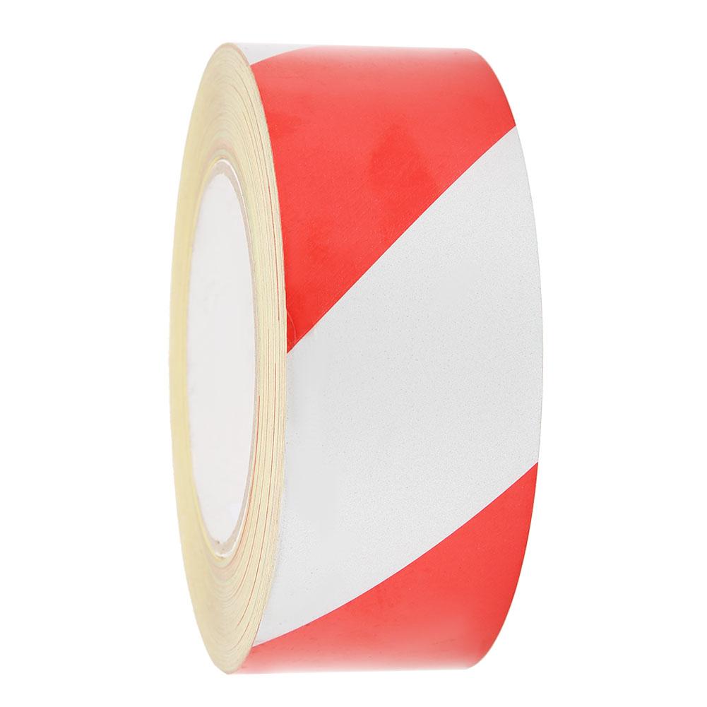 Rød Hvit Sikkerhetsreflekterende PVC-tape Varselklistremerke Markering Selvklebende tape 50mm x 46m