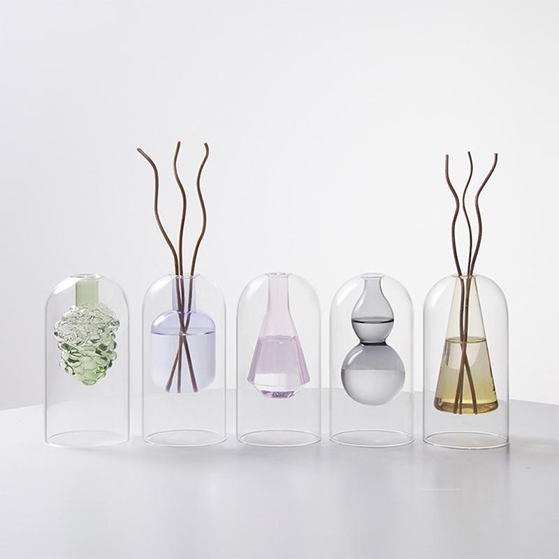 Double Layer Glass Aromatherapy Bottle Essential Oil Volatilization Bottle Ornament Home Decoration Hydroponic Vase