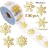 Rolle Goldene GlänzendeTransparente Weihnachts-Schneeflocken-Siegelaufkleber Geschenkverpackungssiegel Rund Nicht-Trockenklebend Dekorativer Aufkleber