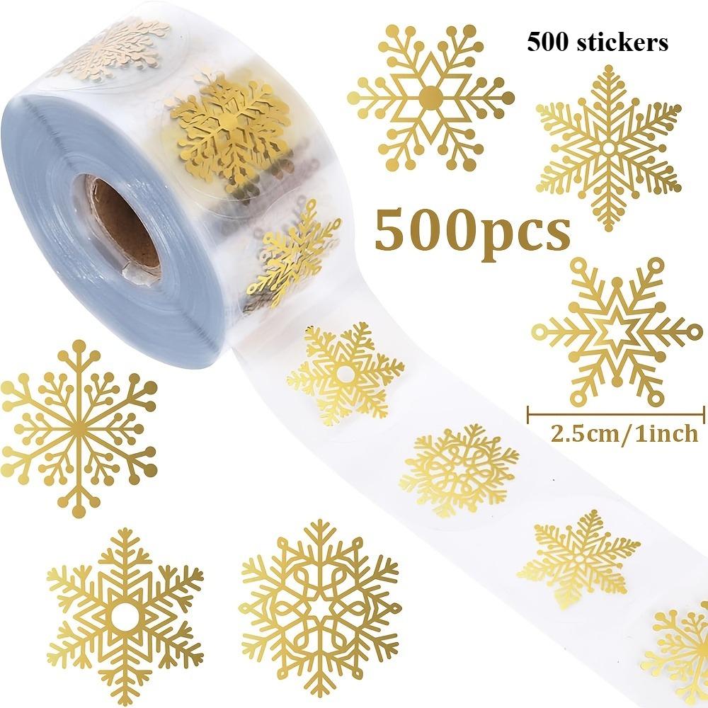 

Roll Golden ShinyTransparent Christmas Snowflake Sealing Stickers Gift Packaging Seal Round Non-Dry Adhesive Decorative Sticker Ignore the size data