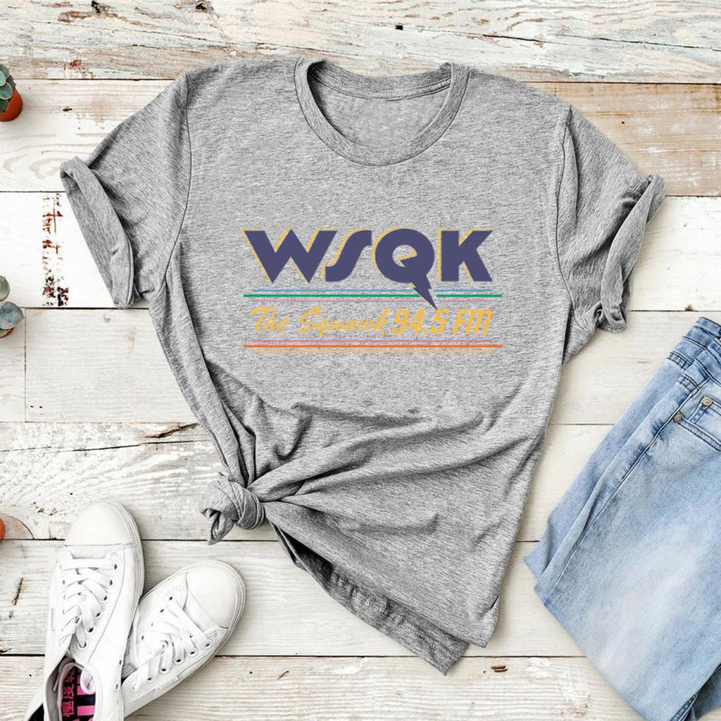WSQK The Squawk 94.5 FM Radio Tričko Pánské Dámské Trička s Krátkým Rukávem Vintage Grafická Trička Retro Streetwear Topy Wsqk Merch