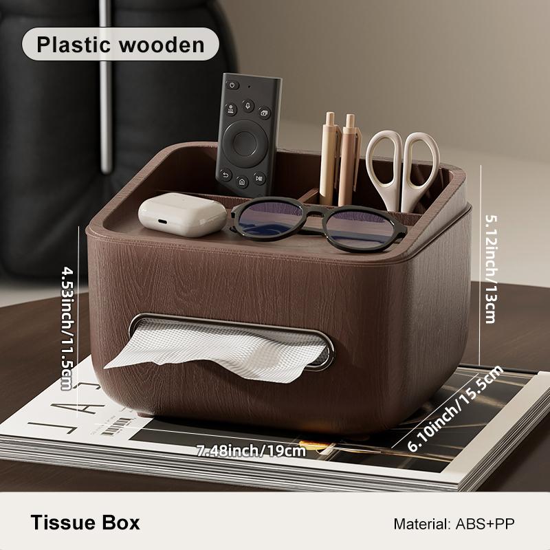 Paper towel holder and storage box-modern farmhouse style rectangular plastic box with paper towel holder коричневый