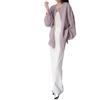 High-End Grayish Purple Linen Long-Sleeve Shirt & Culottes Set