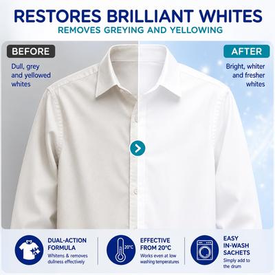 Dr. Beckmann Glowhite Ultra Fabric Whitener & Stain Remover for White Clothes | Removes Yellowing & Grey Discoloration | Laundry Whitening Powder