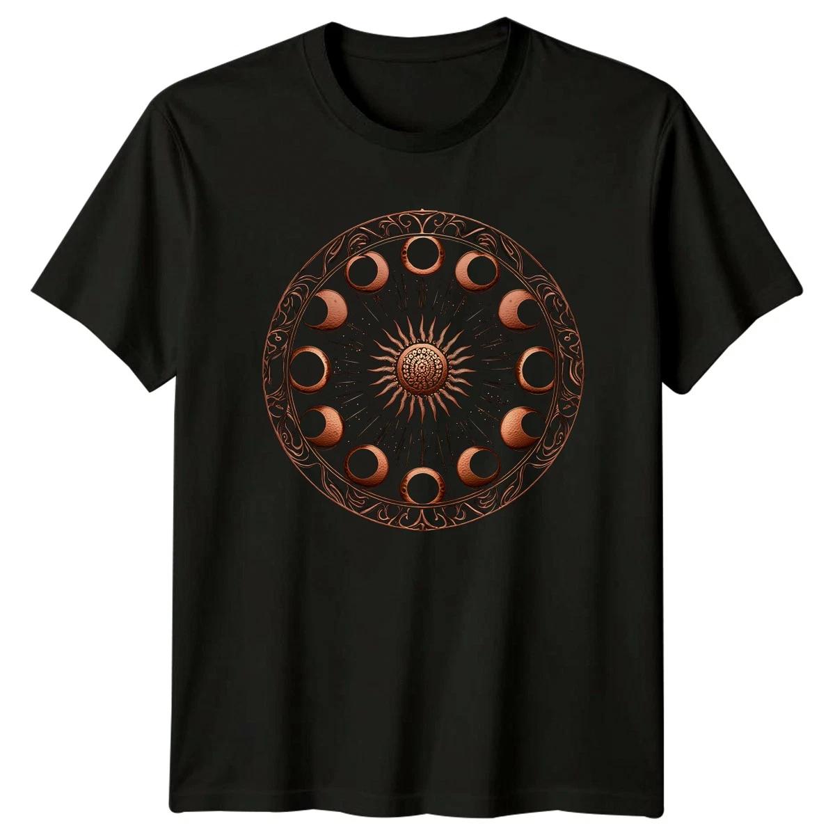 Sun Moon Phases Celestial Art T-Shirt Moon Phases Astrology Him And Her XL