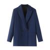 Moda Mujer Bolsillos Sólido Blazer Cruzado Vintage Mangas Largas Cuello con Muesca Atuendos de Oficina