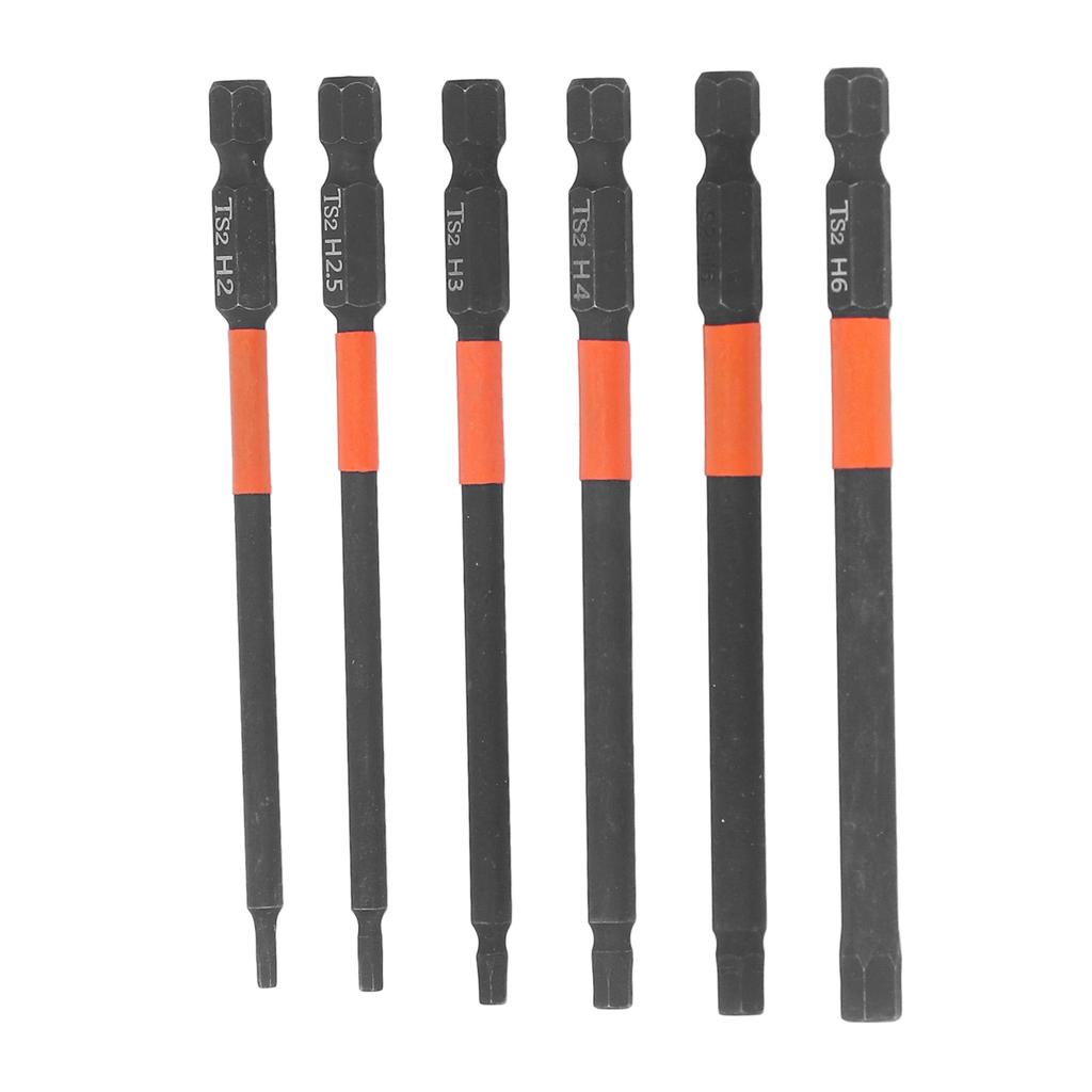 6Pcs Electric Impact Driver Cross Drill Bit Strong Magnetic Black 14in Hex Shank Screwdriver Bit