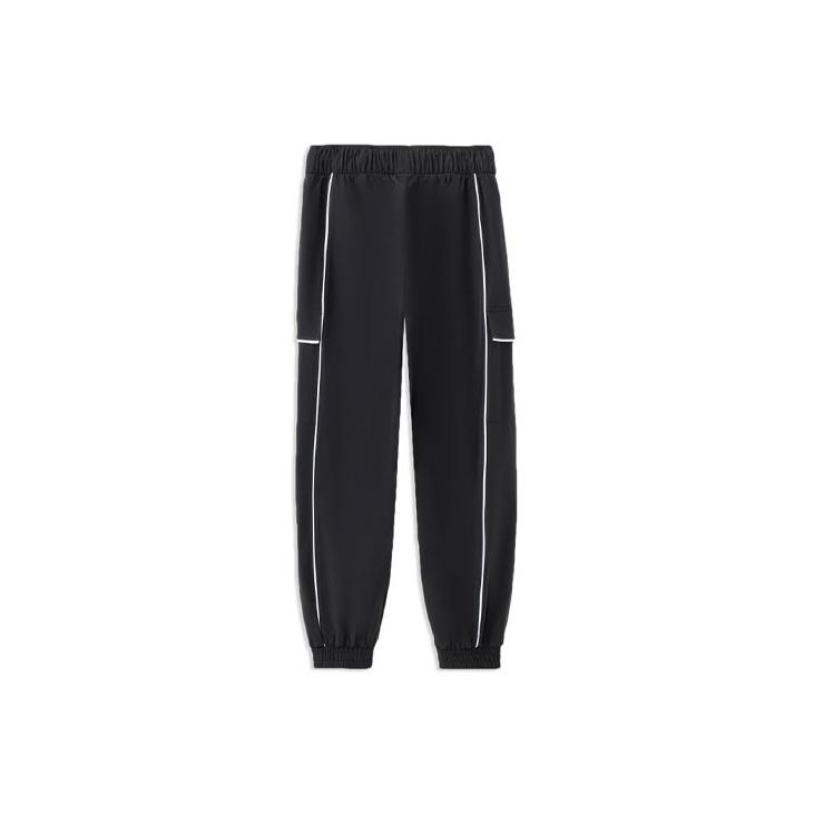 Li Ning Sports Basketball Series Loose Cuffed Sweatpants Women Bottoms Black AYKS096-2