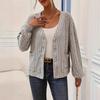 European and American Women's Solid Color V-Neck Button Cardigan Coat, Loose Fit, Long Sleeve, 2025 Spring/Autumn/Winter Collection.