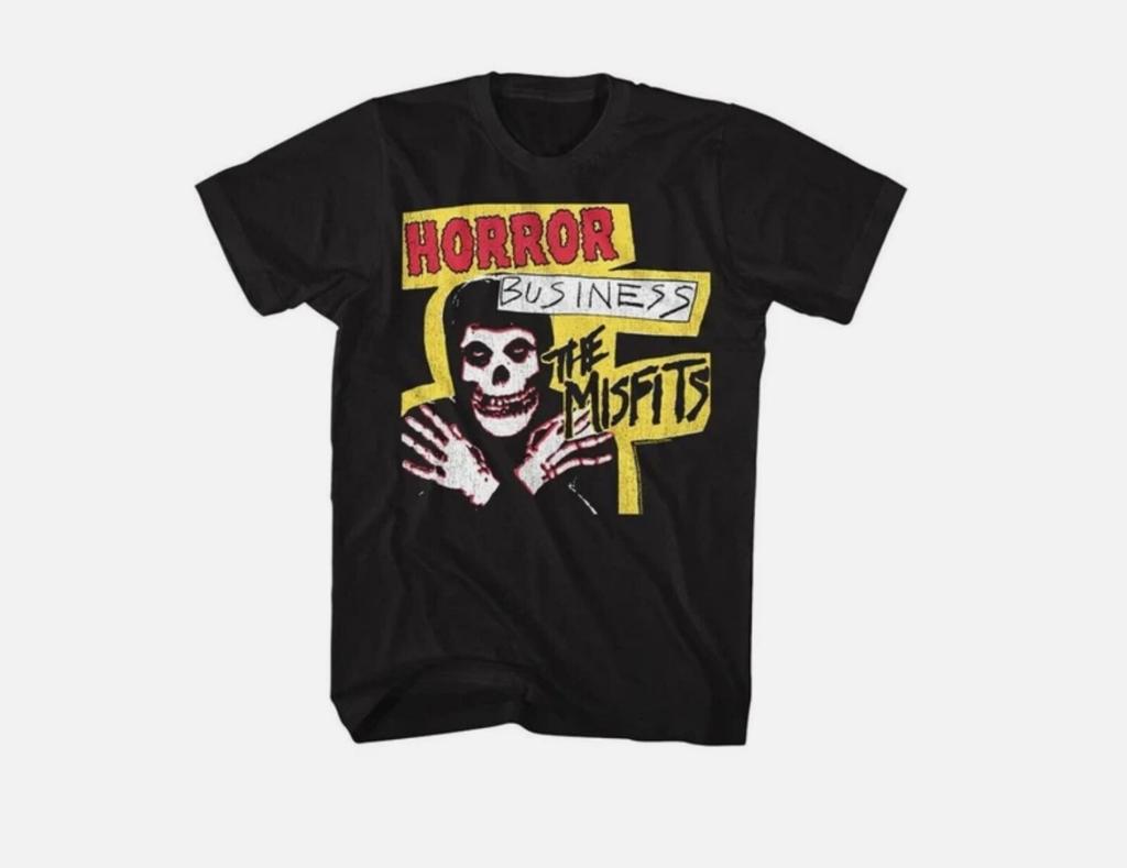 MISFITS Blickfangendes T-Shirt Schwarz Baumwolle Kurzarm-Tee Für Fans