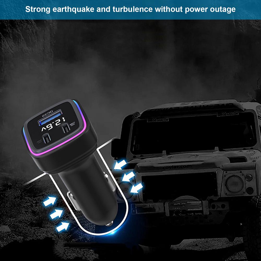 Car USB Charger Multiport Multiport USB C Car Charger 6 Port Car Phone Charger Adapter with Voltage Display 1.5m/4.92Ft