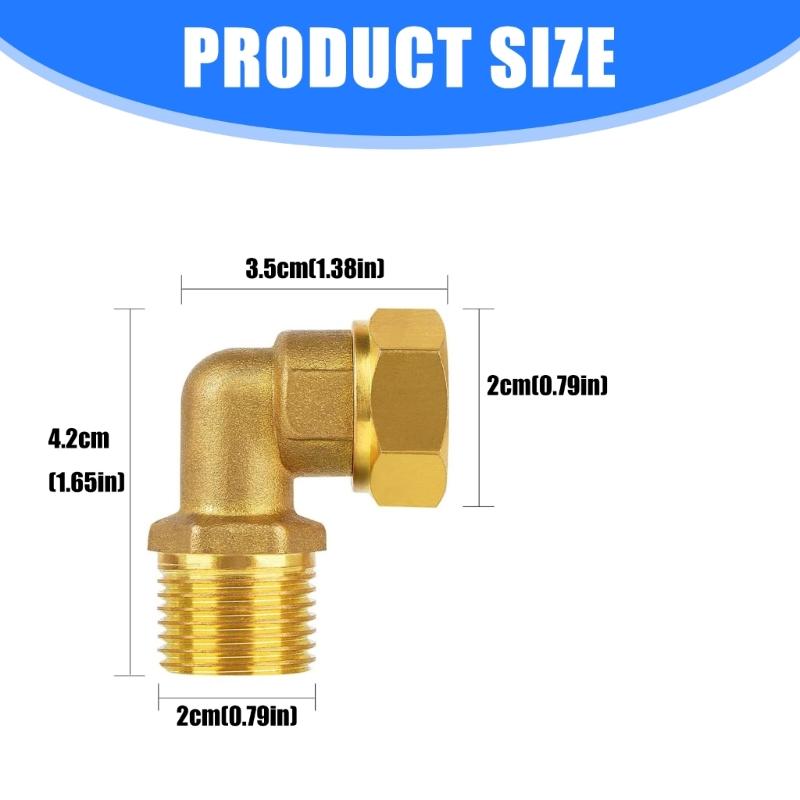 Strong Brass 90° Pipe Elbow 1/2" Adjustable Connection Elbow Fitting Tool for Residential Plumbing & Cooling Systems