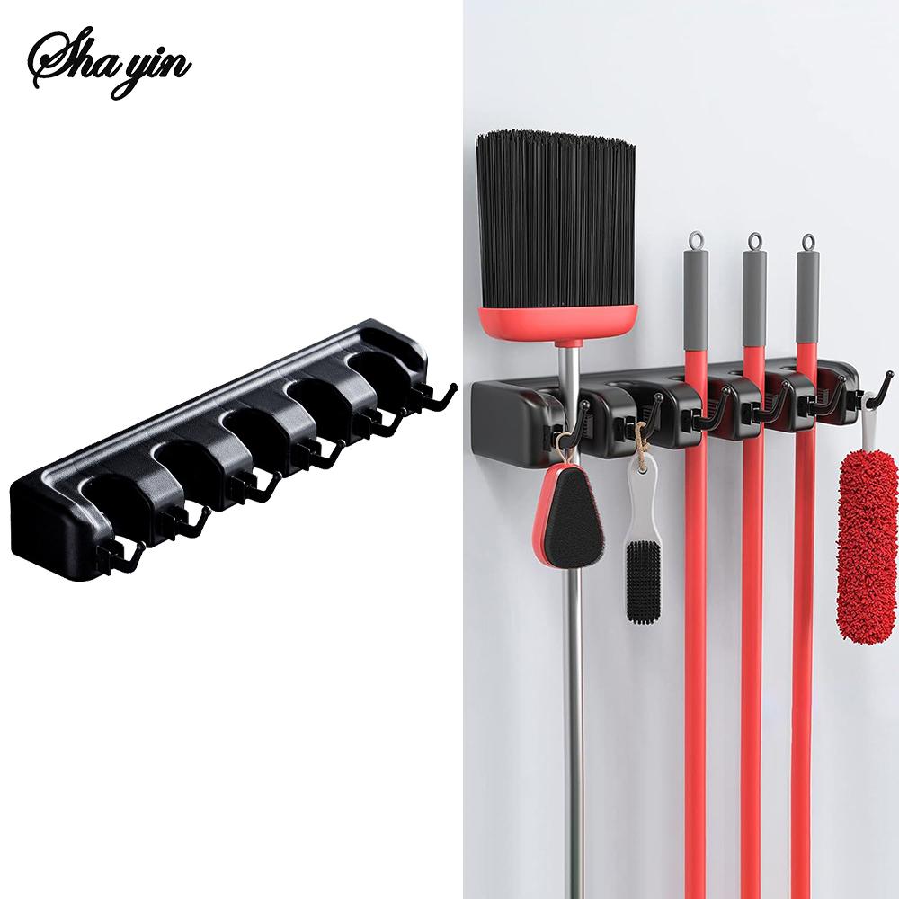 1PC Toilet Mop Holder For Storing Mops, Scrub Brushes And Brooms. Made Of Plastic. Suitable For Hanging Mop Racks.