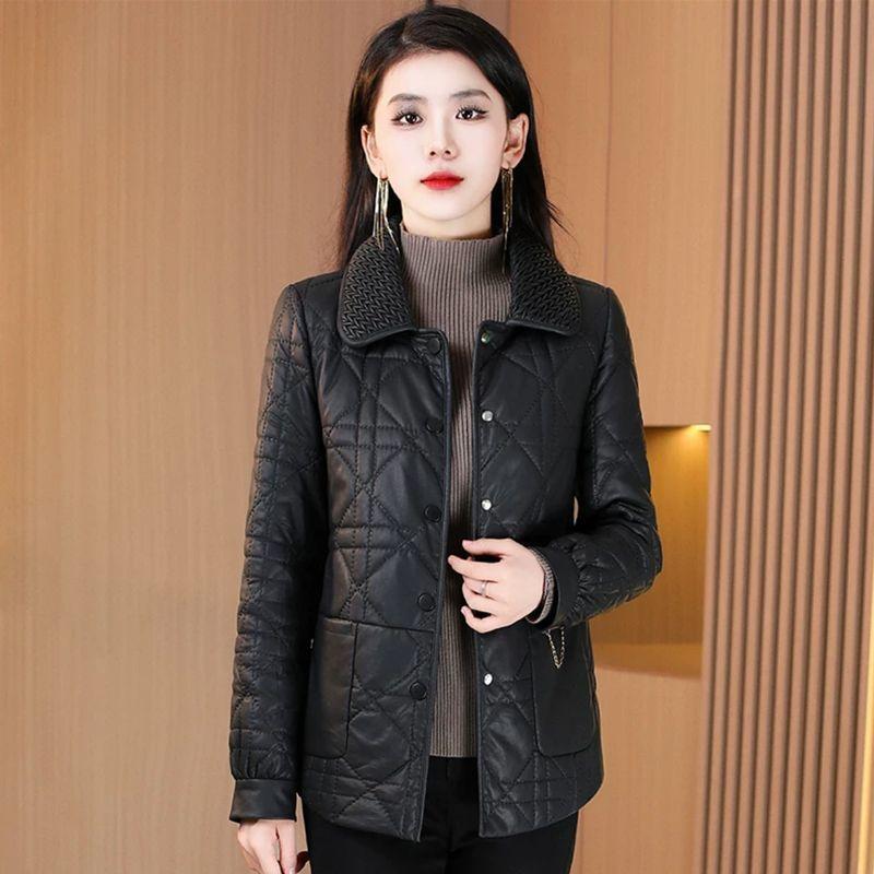 

Leave-in down cotton clothes women s short leather jackets autumn and winter new fashion age-reducing rhombus thickened jacket short 4XL recommends 140-77.5kg