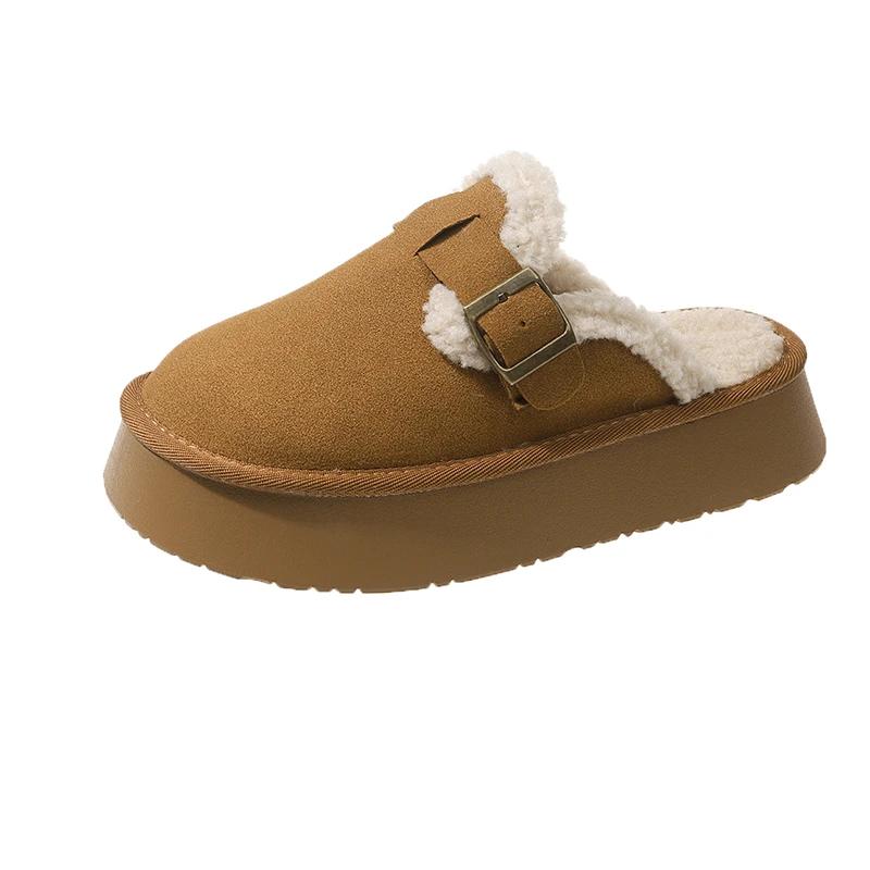 2024 New Style Ladies Plush Slipper Classic Winter Warm Indoor Cotton Slipper Comfortable Open Heel High Quality Casual Slippers
