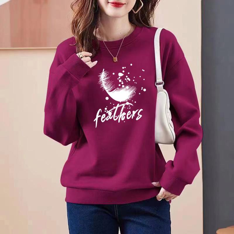 Warm Round Neck Sweatshirt for Women's Outer Wear Ins Trendy Autumn Winter New Loose Student Versatile Bottoming Top