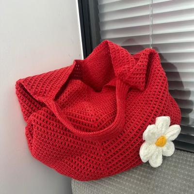 Υφασμάτινη τσάντα tote μεγάλης χωρητικότητας γυναικεία εξαιρετική πλεκτή με σχέδιο λουλουδιών oblique span τσάντα παραλιακή για χαλάρωση διακοπές τσάντα παραλίας