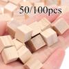 50/100PCS Unfinished Blank Mini DIY Wooden Square Blocks 1cm Wood Solid Cubes for Craft Toy Puzzle Making Material