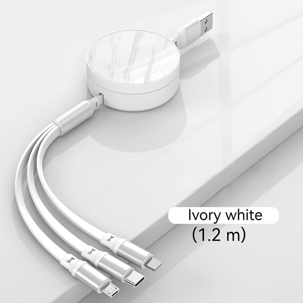 Retractable 66w 3-in-1 Usb Charge Data Cord 5-level Telescopic Fast Charging Data Cable