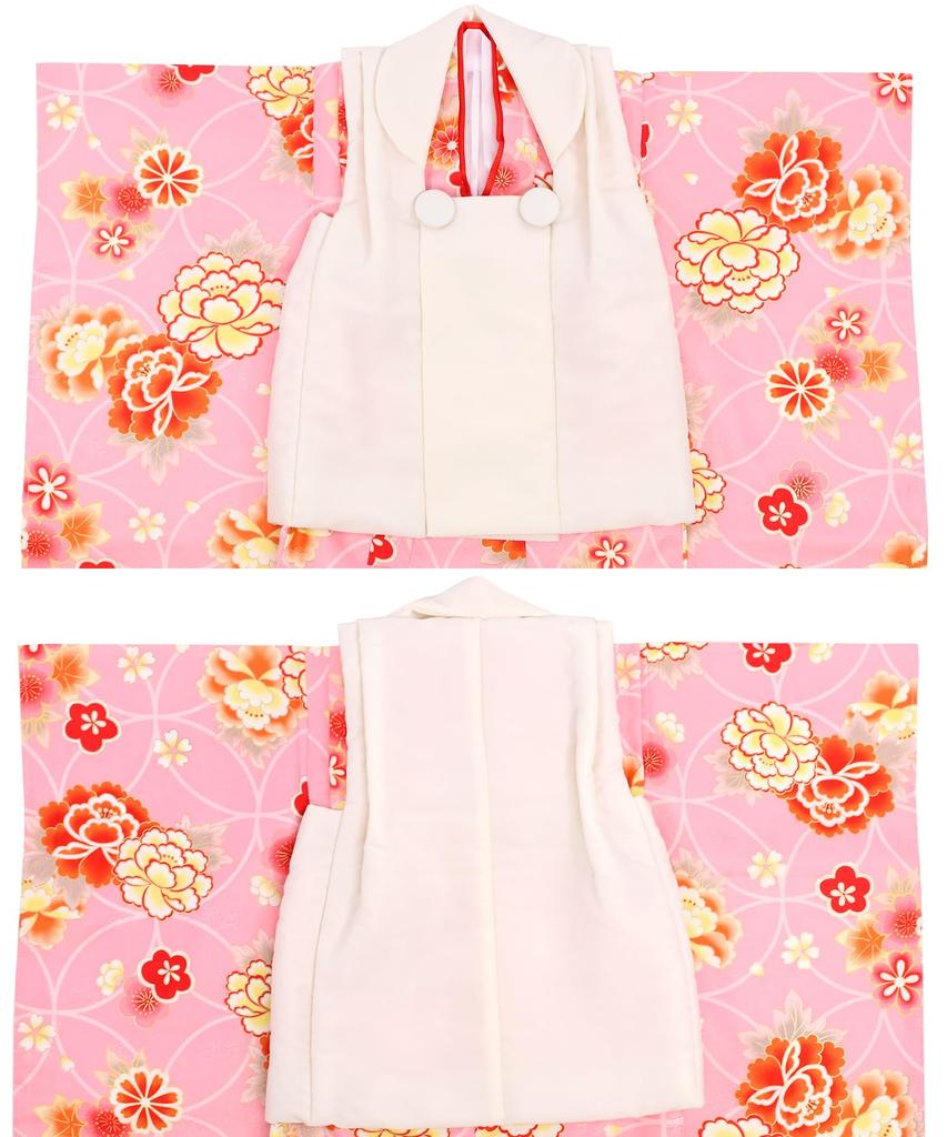 Kimono Includes Plain Hifu and Full Set 753 Peach Blossom Dance Shippo [KYOETSU] 3-Year-Old Girls' Shichi-Go-San Set, Accessories, (1. Pattern)