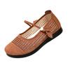 Ladies Round Toe Hollow Out Low Heel Mary Jane Shoes Flat Comfortable Casual Slip On Breathable Design Lightweight Footwear for Daily Wear