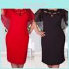 Damska Modna Sukienka Plus Size 6XL z Wycięciami, Krótkim Rękawem, Jednokolorowa, Dla Swobodnego Stylu**