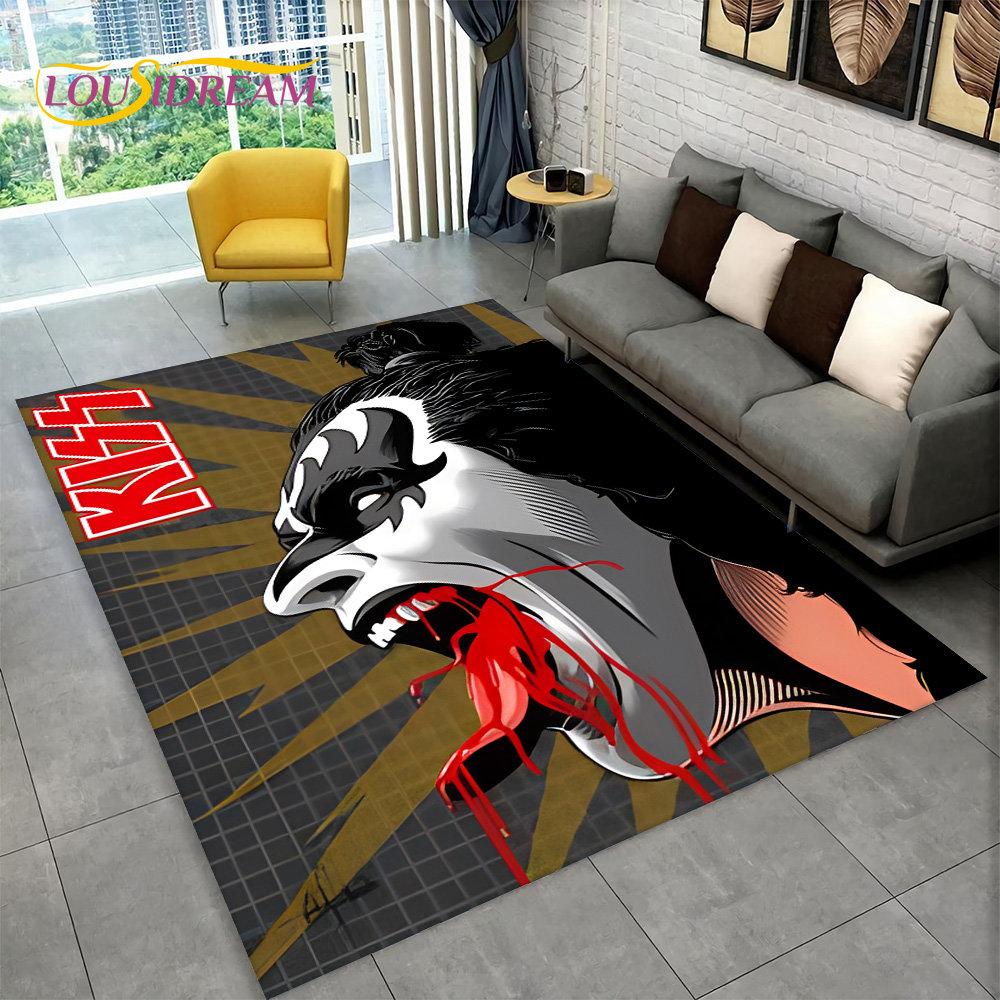 KISS Rock Band Retor Teppich, Teppich für Zuhause, Wohnzimmer, Schlafzimmer, Sofa, Fußmatte, Dekor, Küche, rutschfeste Bodenmatte Alfombra