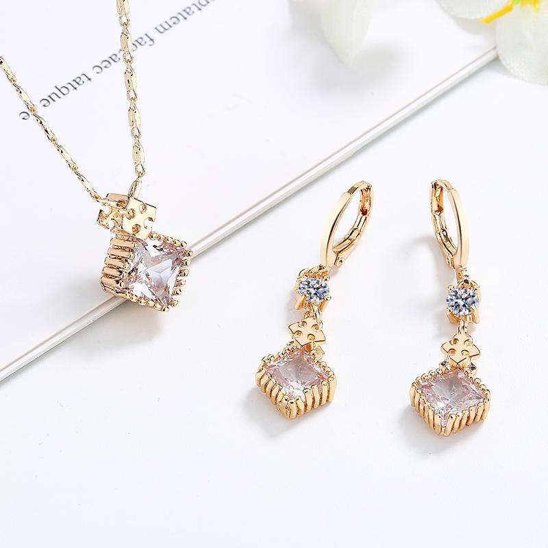 18K Gold Plated Pendant Zirconia Jewelry Set 18k Gold Plated Jewelry Sets Necklace Set for Women