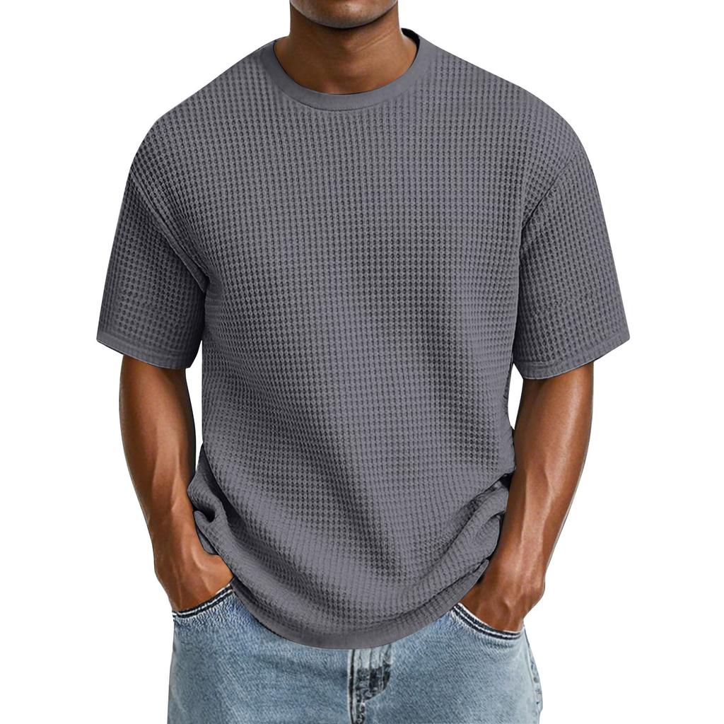 Camiseta Informal de Color de Moda para Hombre con Cuello Redondo y Manga Corta