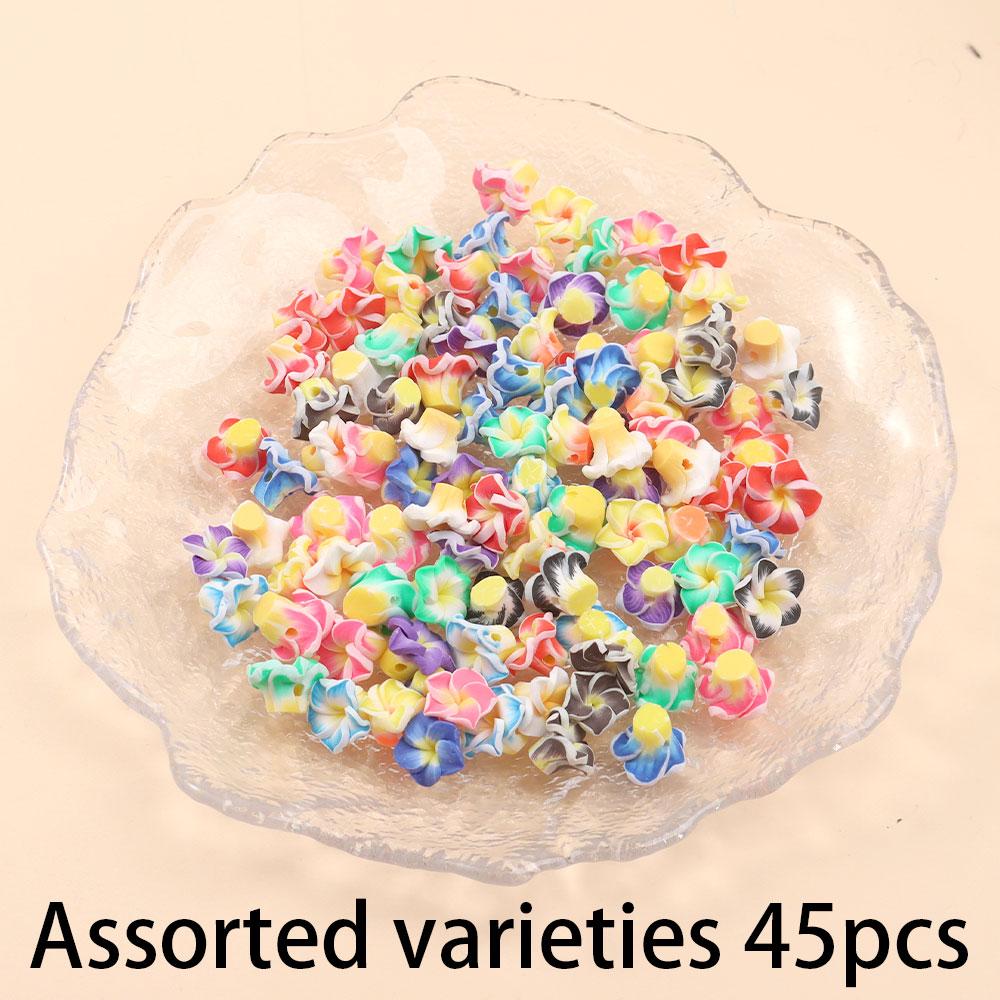 

15/25/45 шт. 12 мм бусины в виде цветка сливы, бусины-разделители из полимерной глины ручной работы, нижнее сверление, цветные бусины в виде цветка 45pcs