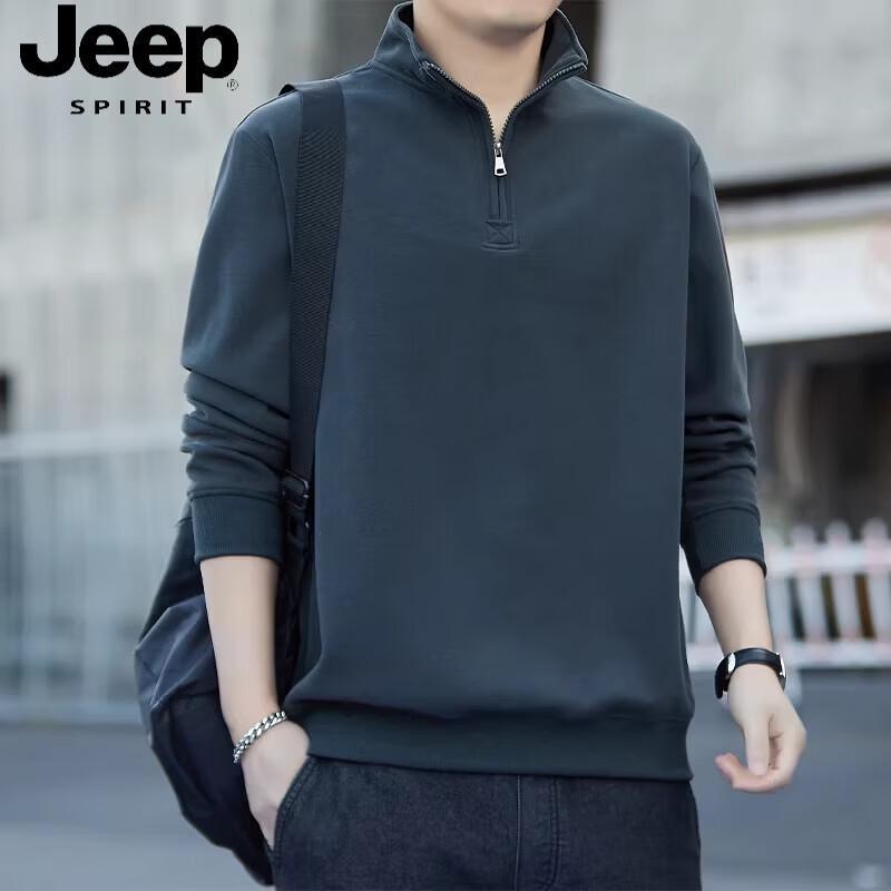 JEEP SPIRIT Men s Half-Zip Stand Collar Long-Sleeve Sweatshirt 4XL